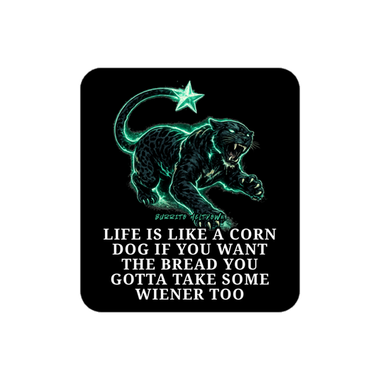 Life Is Like A Corn Dog – Neon Big Cats Sticker Mockup