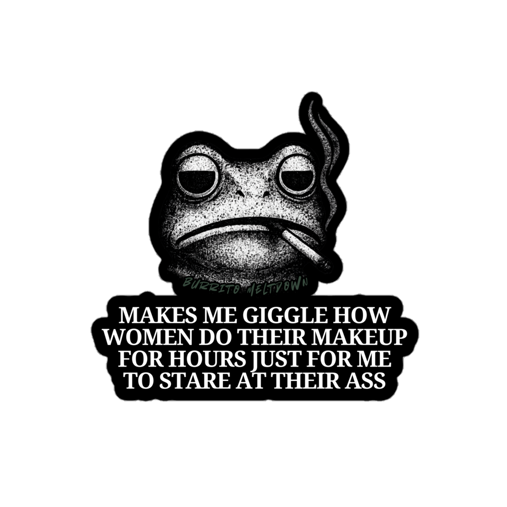 Makes Me Giggle – Smoking Frog Sticker Mockup