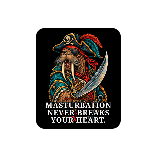 Masturbation Never Breaks Your Heart – Pirate Walrus Sticker Mockup