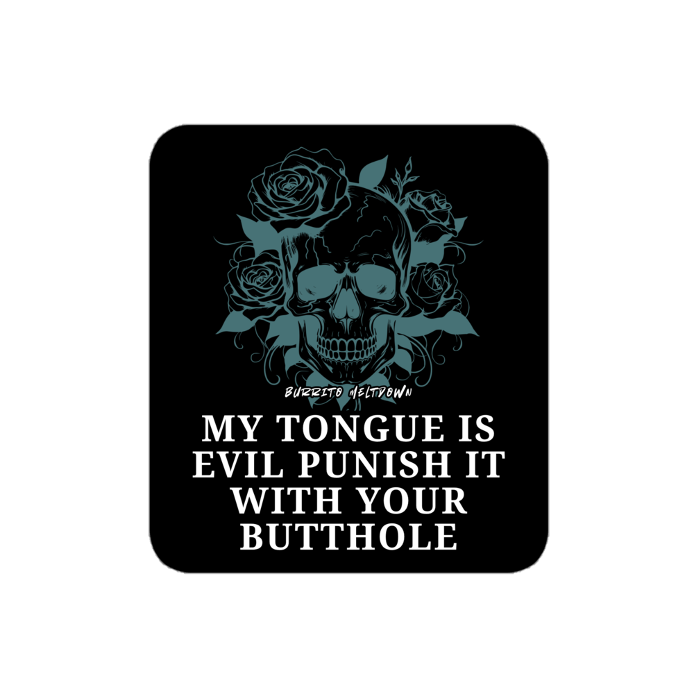 My Tongue Is Evil – Rose Skull Sticker Mockup
