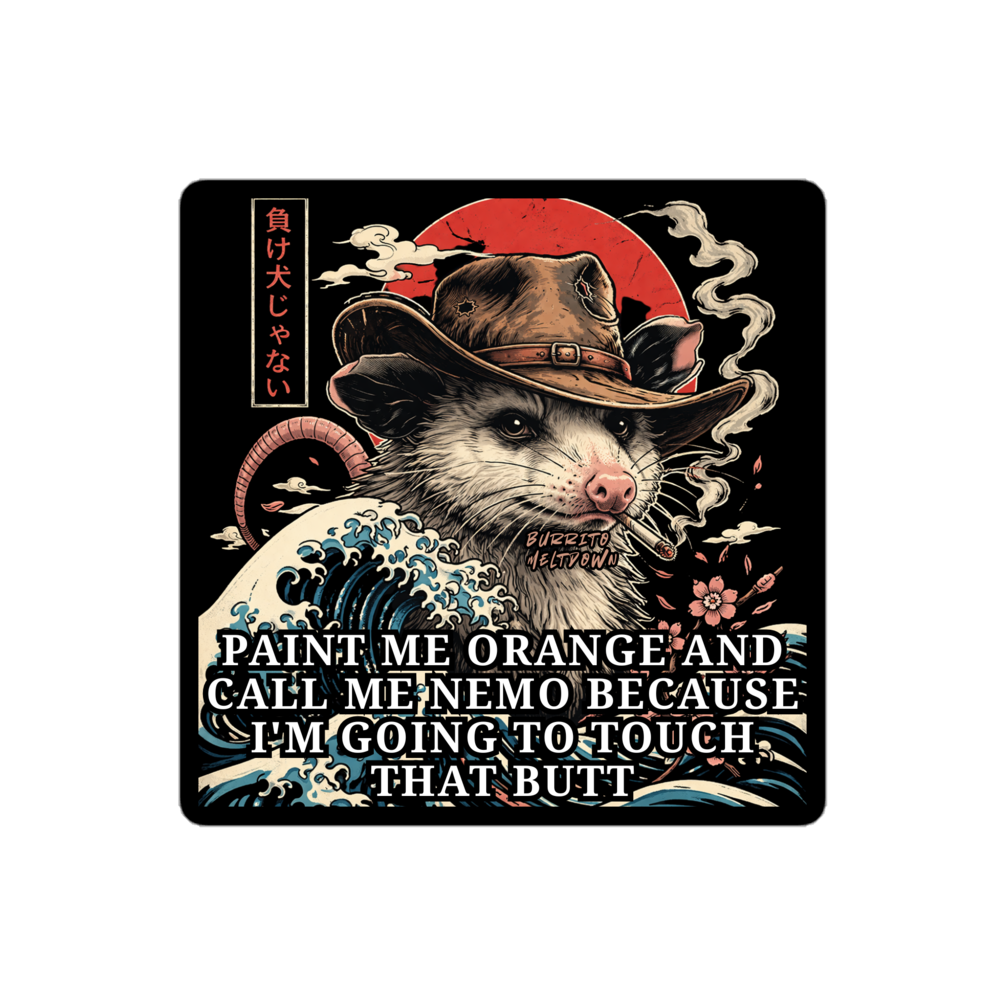 Paint Me Orange Call Me Nemo – Cowboy Possum Sticker Mockup