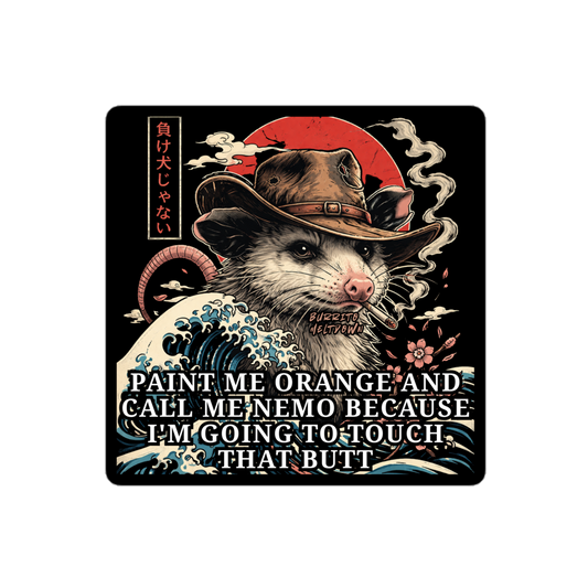 Paint Me Orange Call Me Nemo – Cowboy Possum Sticker Mockup