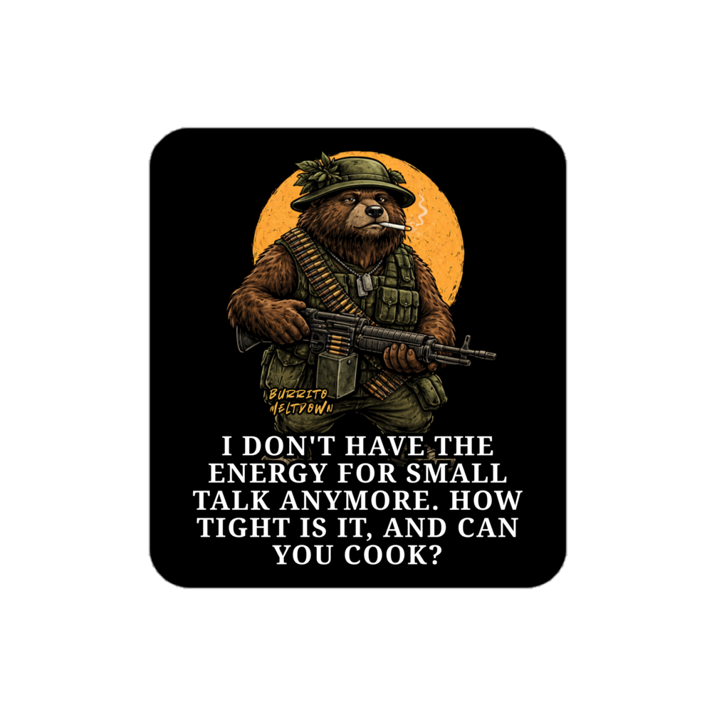 No Energy For Small Talk – Army Bear Sticker Mockup