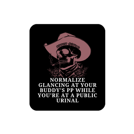 Normalize Glancing At Your Buddy's PP – Cowboy Skull Sticker Mockup