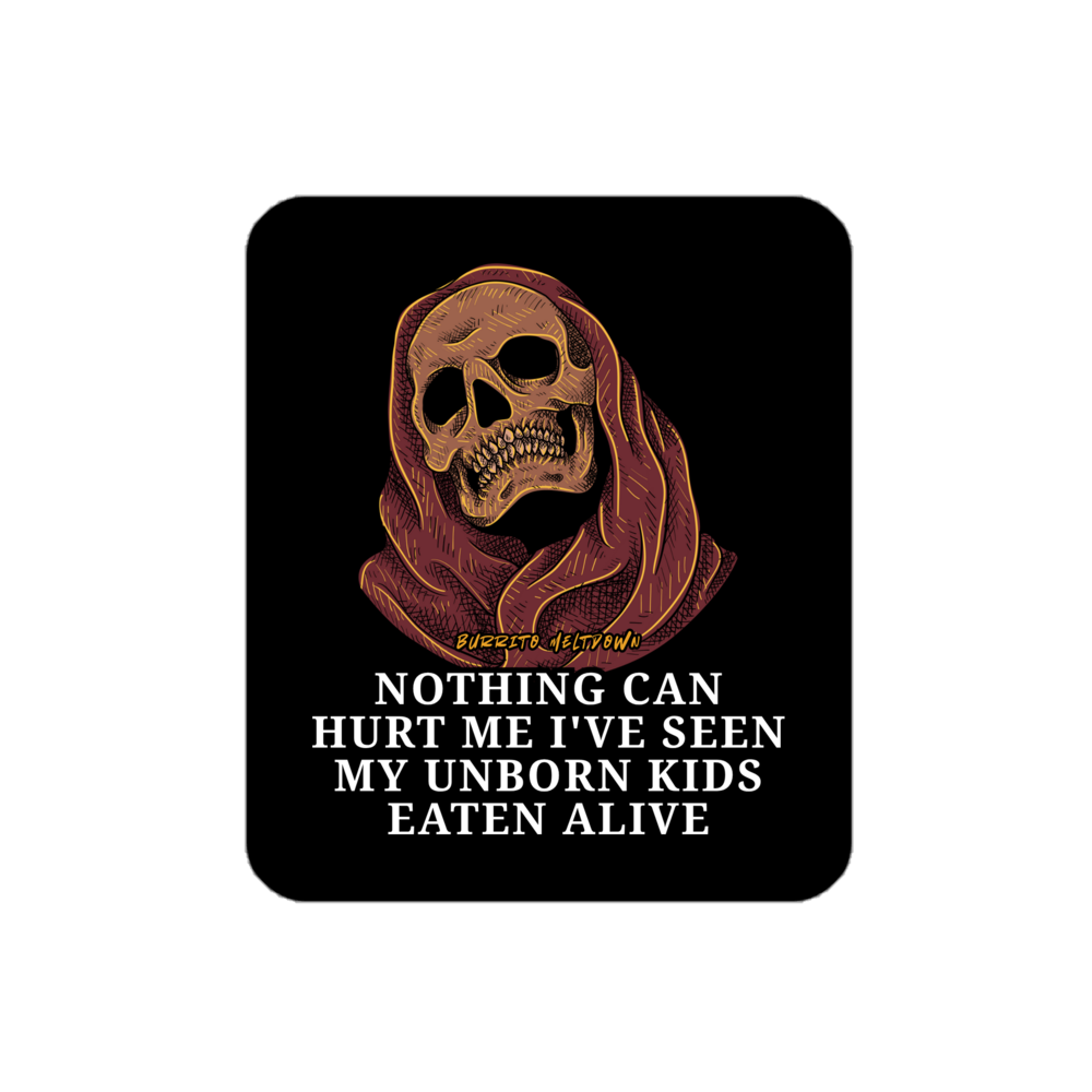 Nothing Can Hurt Me – Reaper Skull Sticker Mockup