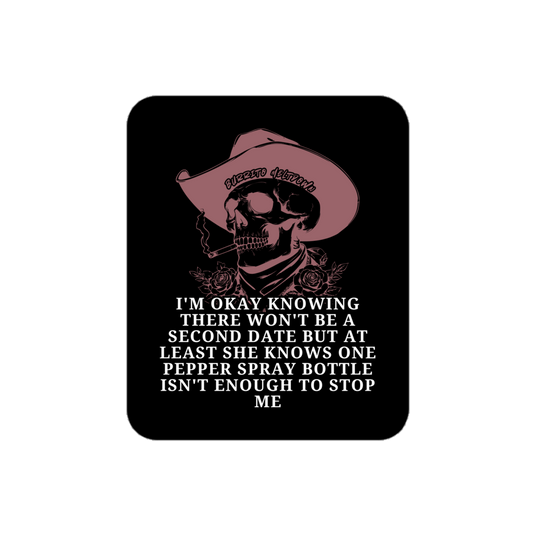 One Pepper Spray Isn't Enough – Cowboy Skull Sticker Mockup