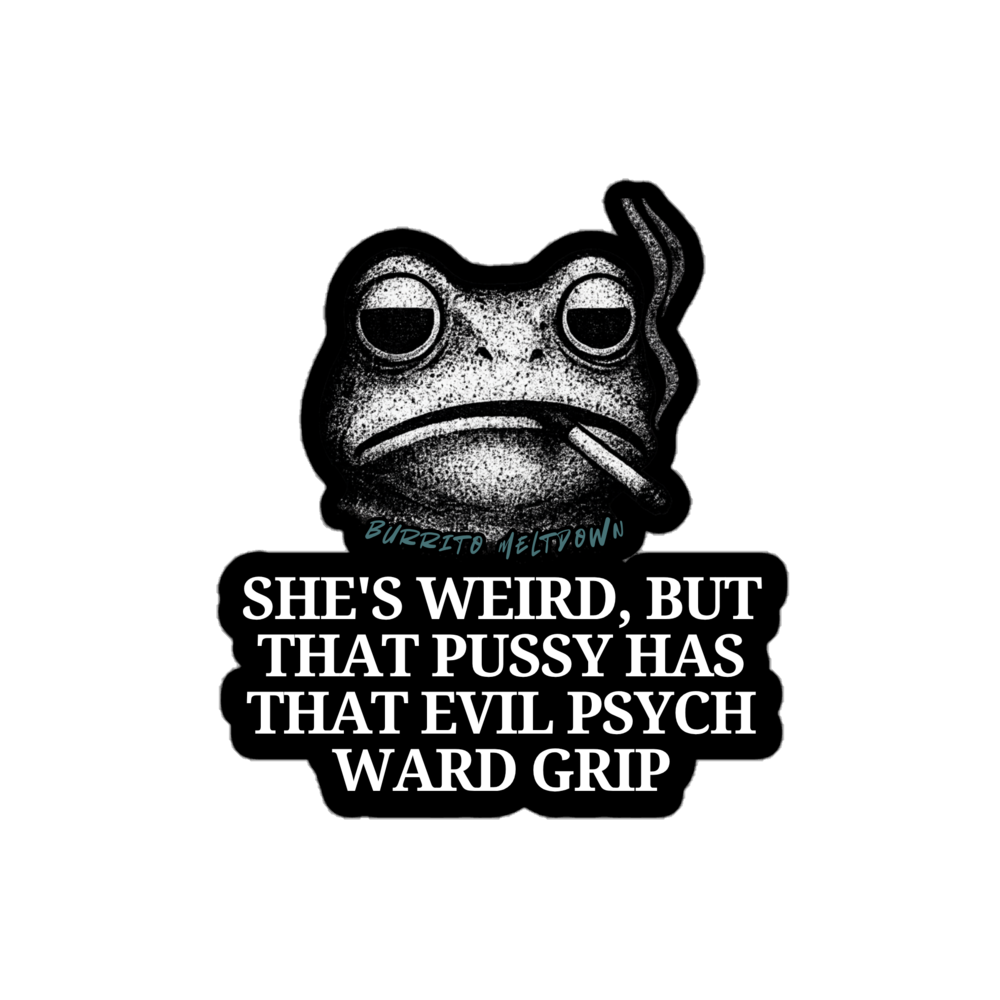 Evil Psych Ward Grip – Smoking Frog Sticker Mockup