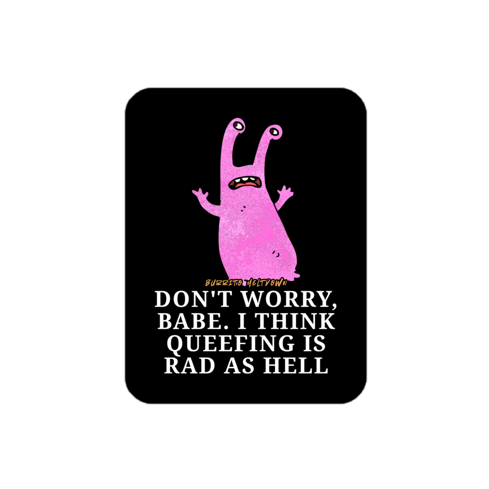 Queefing Is Rad As Hell – Pink Slug Sticker Mockup