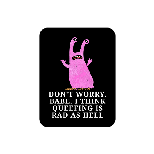 Queefing Is Rad As Hell – Pink Slug Sticker Mockup