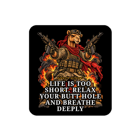 Relax Your Butt Hole – Tactical Camel Sticker Mockup