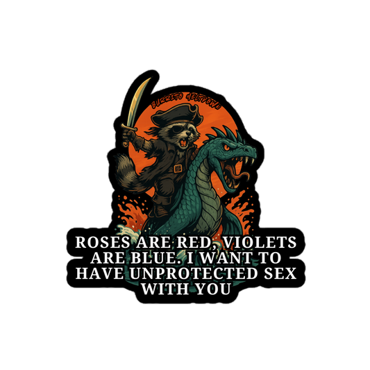 Roses Are Red – Pirate Raccoon Sticker Mockup