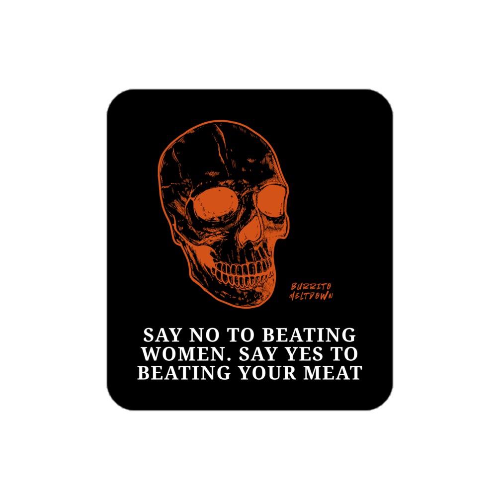 Say Yes To Beating Your Meat – Orange Skull Sticker Mockup