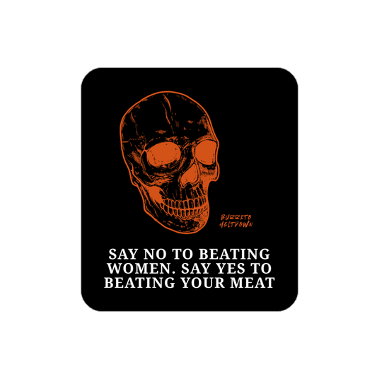 Say Yes To Beating Your Meat – Orange Skull Sticker Mockup