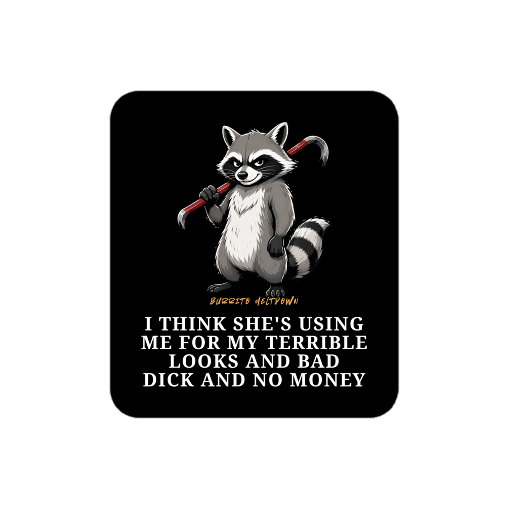 She's Using Me – Raccoon Sticker Mockup