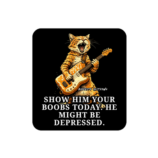 Show Him Your Support – Guitar Tiger Sticker Mockup