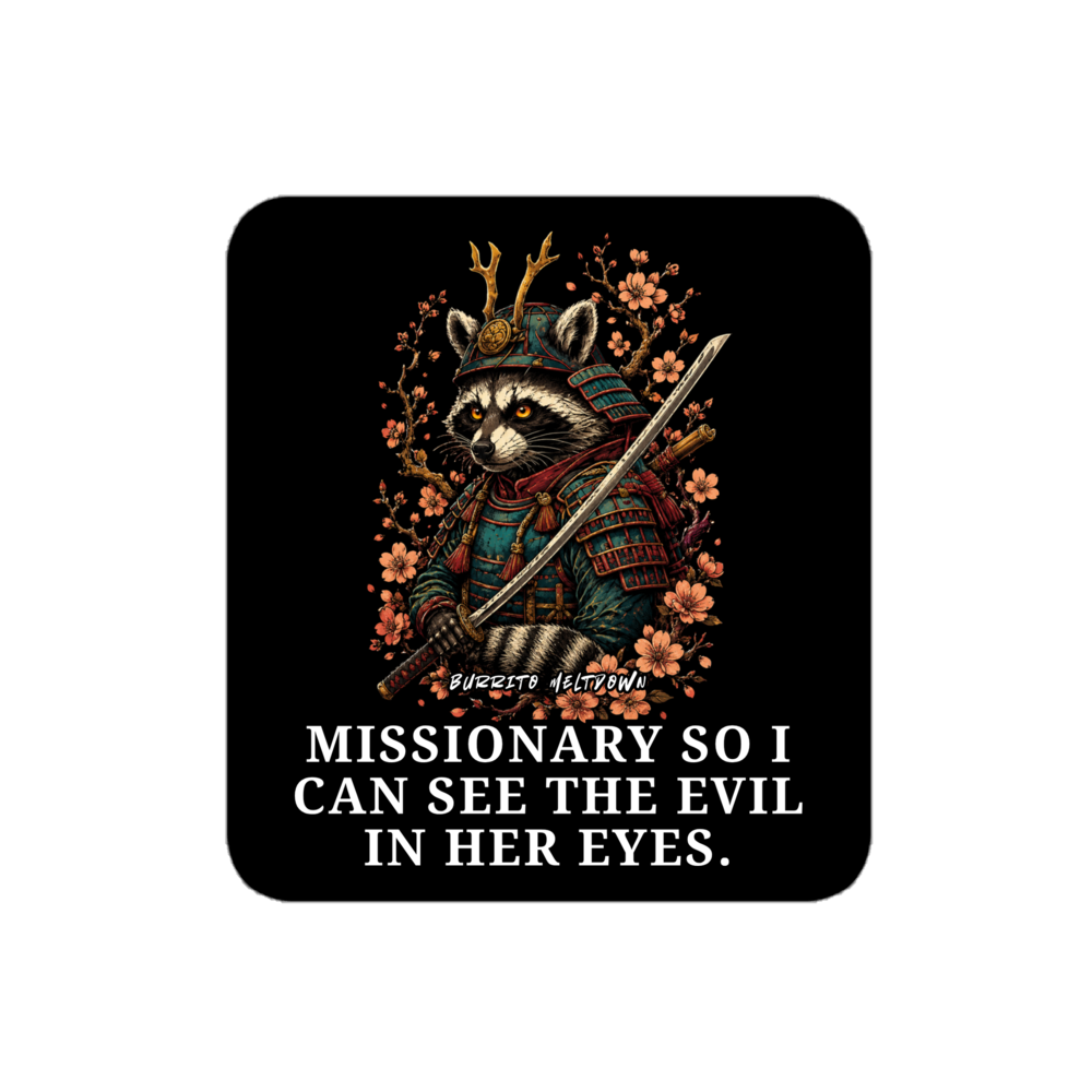 So I Can See The Evil – Samurai Raccoon Sticker Mockup