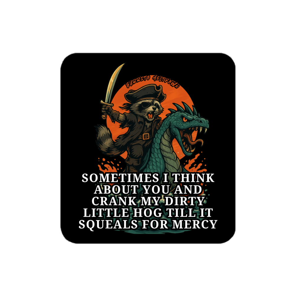Sometimes I Think About You – Pirate Raccoon Sticker Mockup