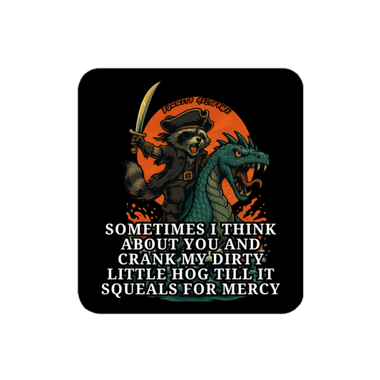 Sometimes I Think About You – Pirate Raccoon Sticker Mockup
