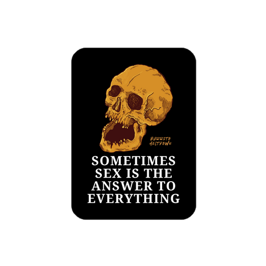 Sometimes Sex Is The Answer – Golden Skull Sticker Mockup