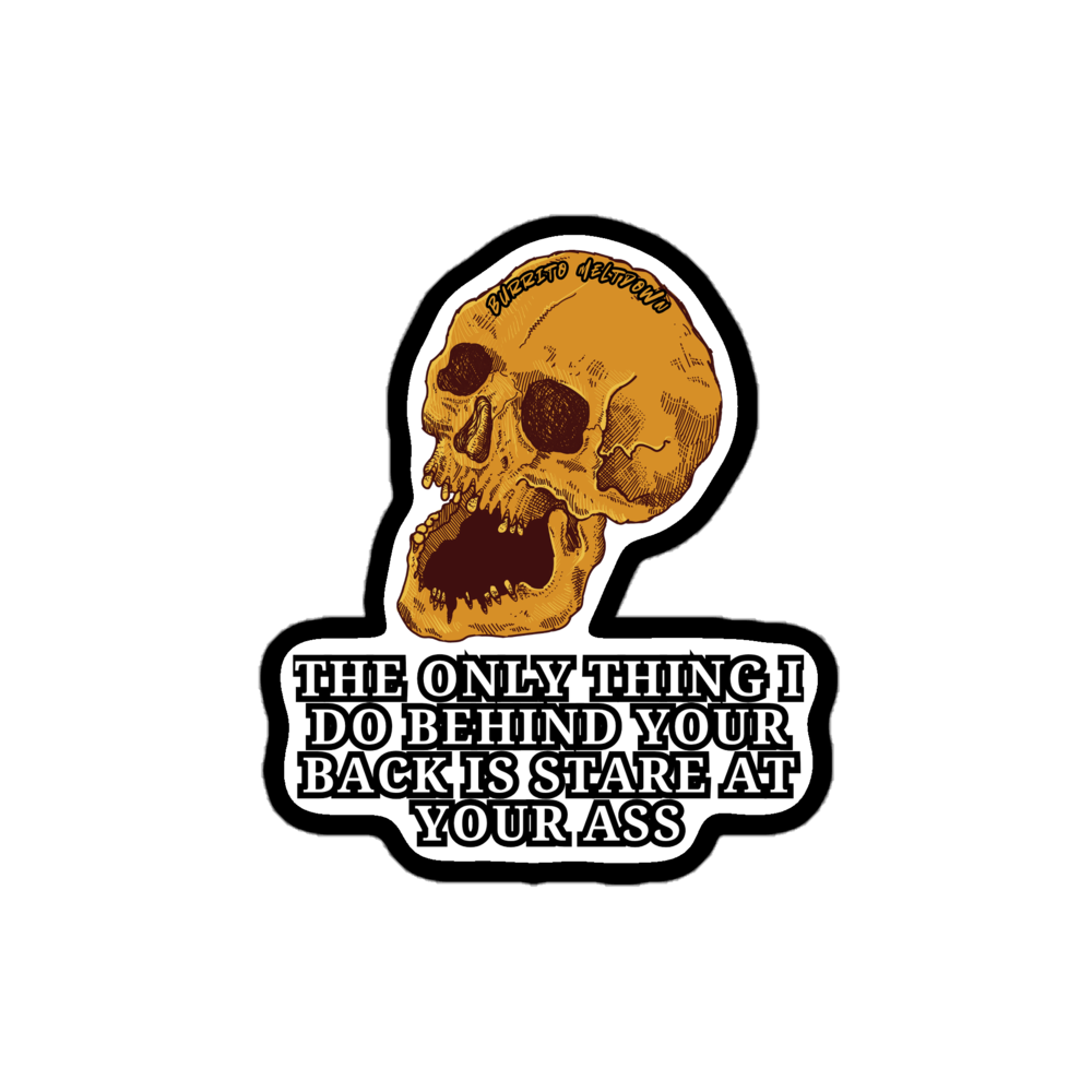 Stare At Your Ass Behind Your Back – Skull Sticker Mockup