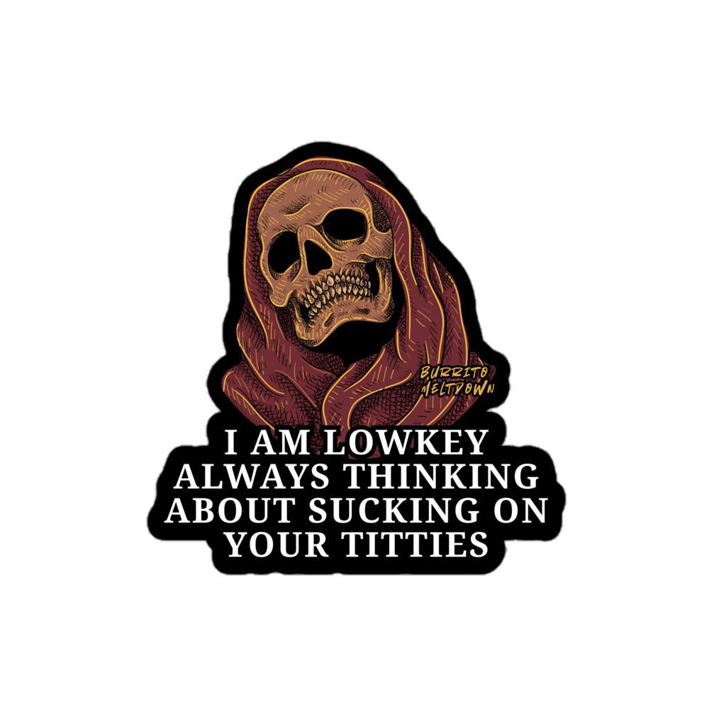 Suck On Your Titties – Skull Sticker Mockup