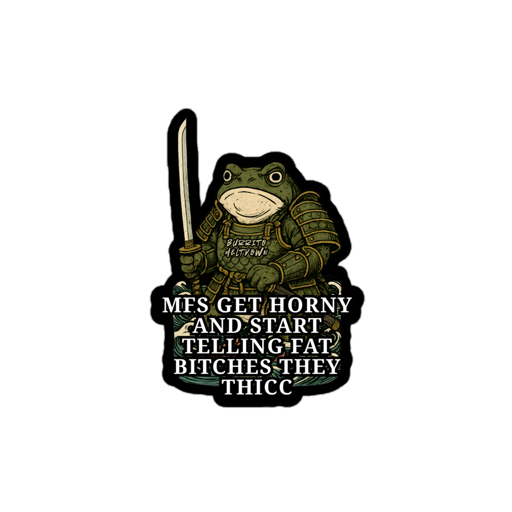 Telling Everybody They Thicc – Samurai Frog Sticker Mockup
