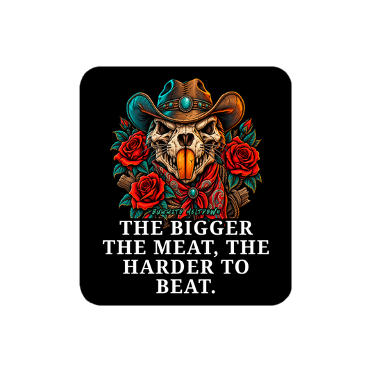 The Bigger The Meat – Cowboy Cat Skull Sticker Mockup