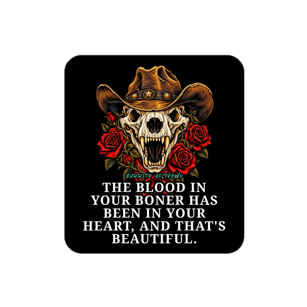The Blood In Your Boner - Rose Bull Skull Sticker Mockup