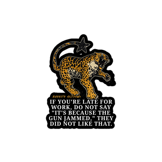 The Gun Jammed – Leopard Sticker Mockup