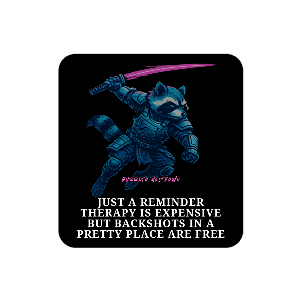 Therapy Is Expensive – Ninja Raccoon Sticker Mockup