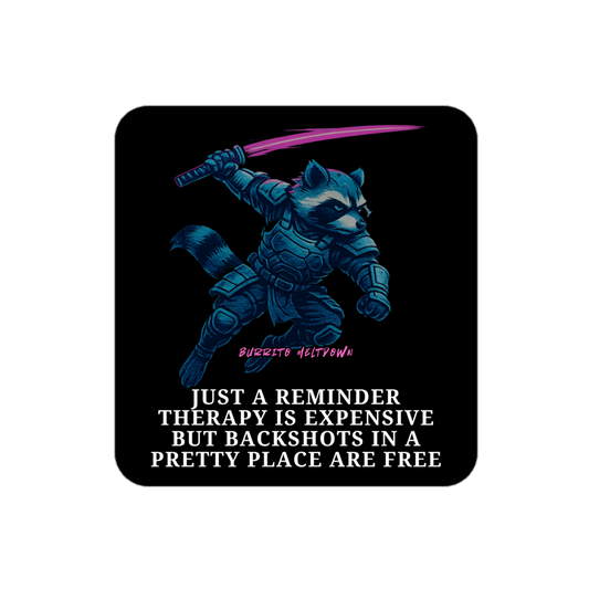 Therapy Is Expensive – Ninja Raccoon Sticker Mockup