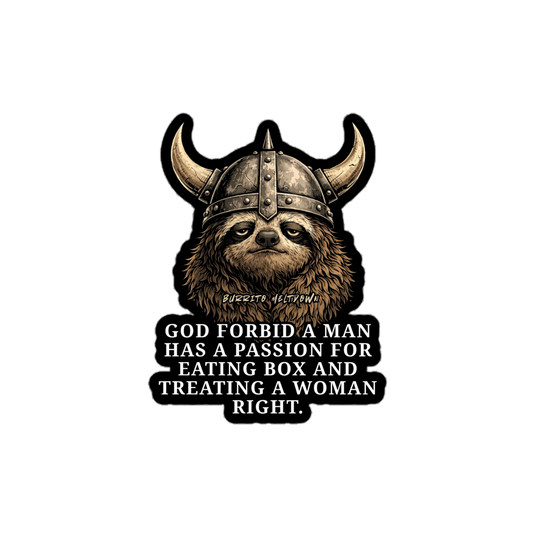 Treating A Woman Right – Viking Raccoon Sticker Mockup