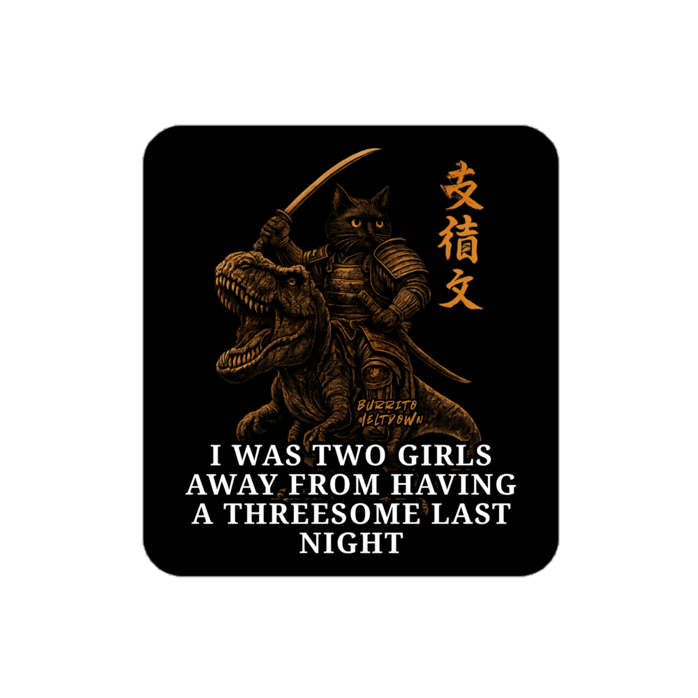 Two Girls Away – Samurai Cat Sticker Mockup