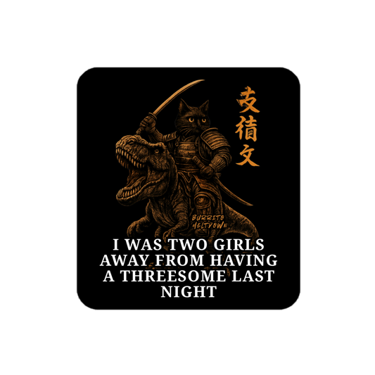 Two Girls Away – Samurai Cat Sticker Mockup