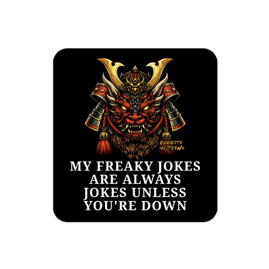 Unless You're Down – Samurai Oni Mask Sticker Mockup