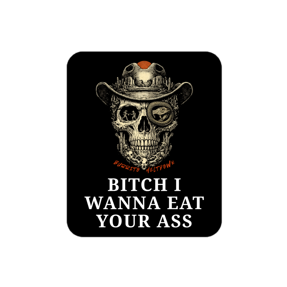 Wanna Eat It – Cowboy Skull Snake Sticker Mockup