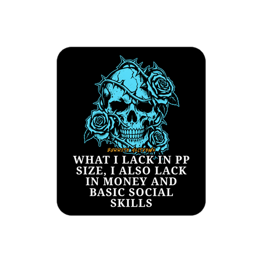 What I Lack In PP Size – Cyan Rose Skull Sticker Mockup