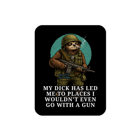 Wouldn't Go There With A Gun – Warrior Sloth Sticker Mockup