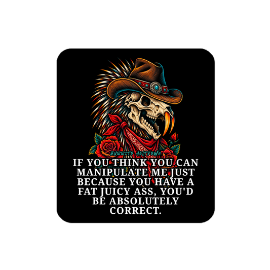 You'd Be Absolutely Correct – Cowboy Sabertooth Skull Sticker Mockup