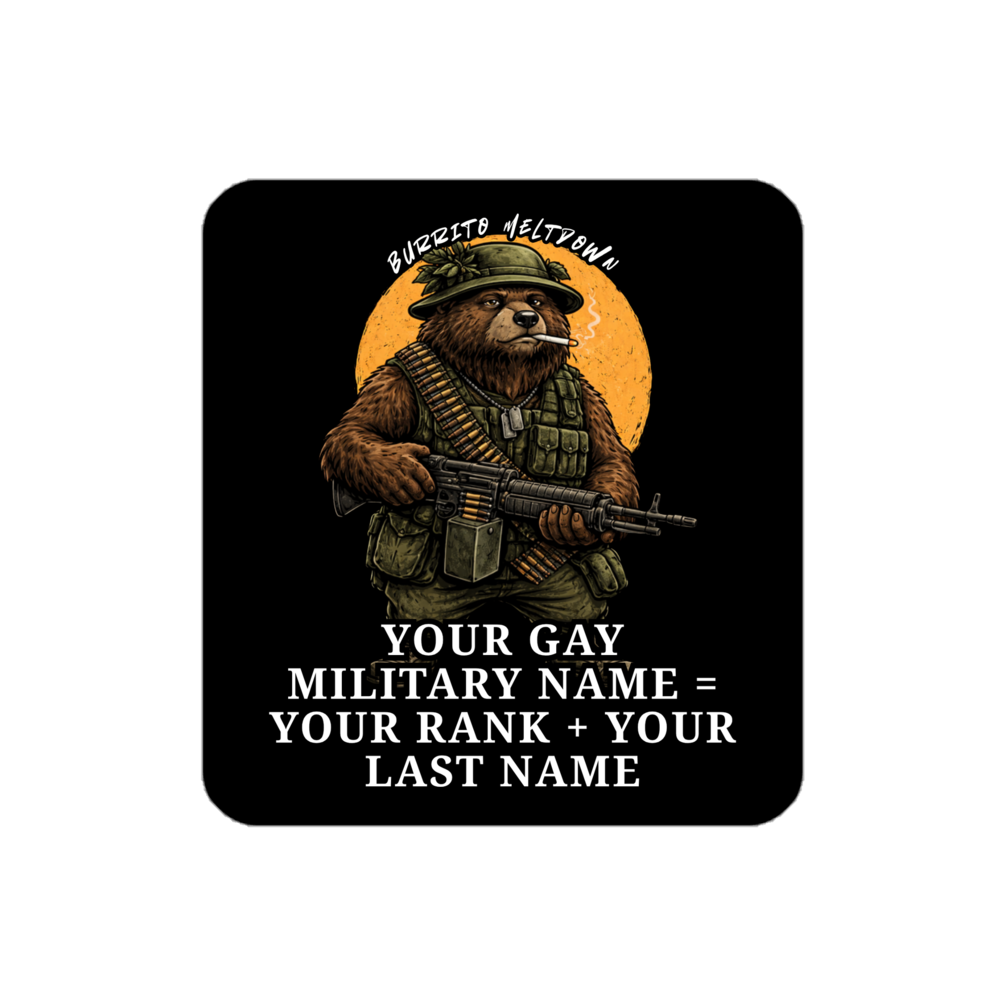 Your Gay Military Name – Military Bear Sticker Mockup