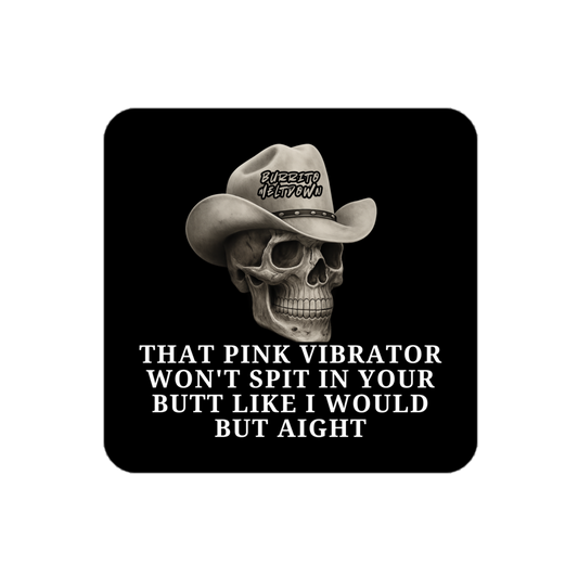 Pink Vibrator – Cowboy Skull Sticker — black card kiss-cut sticker
