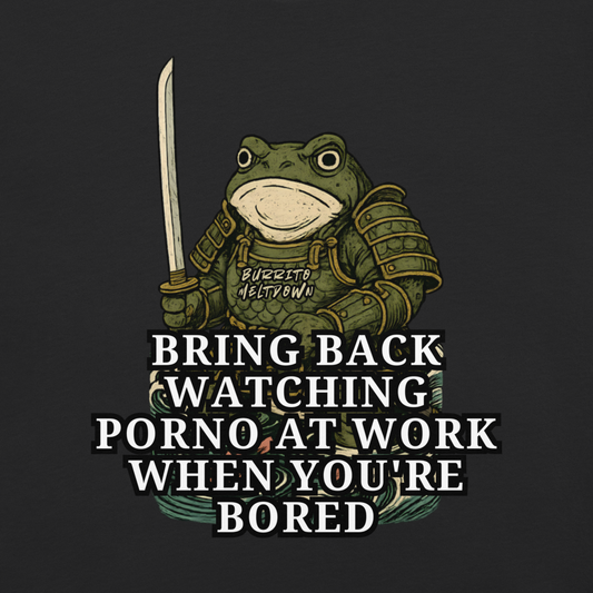 Watching Porn At Work - Samurai Frog Tee — black Comfort Colors tee