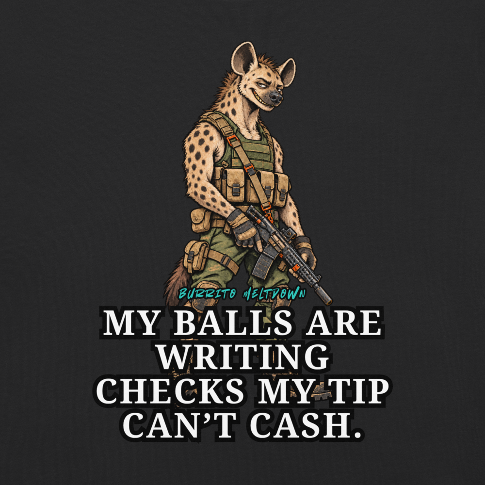 Writing Checks – Tactical Hyena Warrior Tee Mockup
