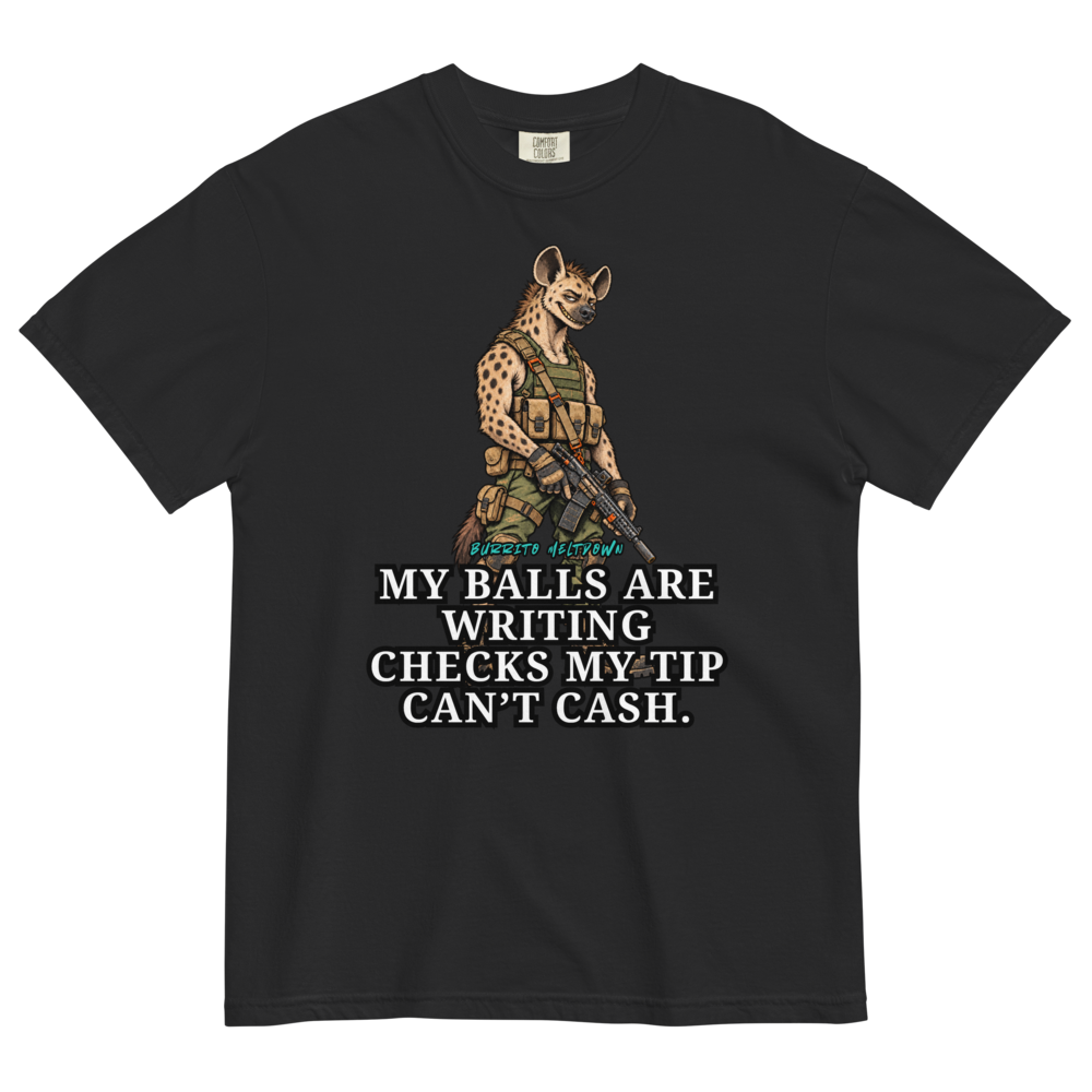 Writing Checks – Tactical Hyena Warrior Tee Mockup