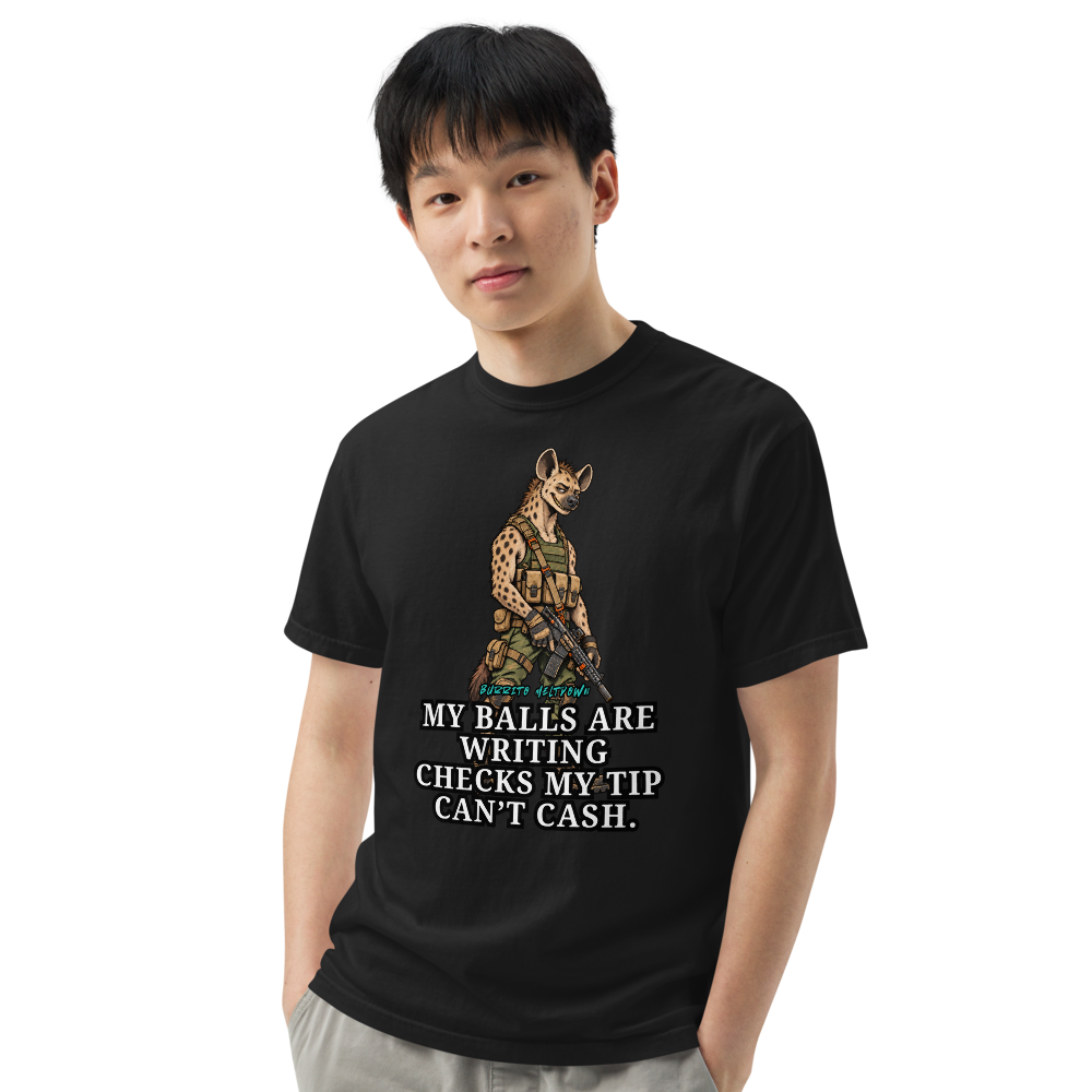 Writing Checks – Tactical Hyena Warrior Tee Mockup