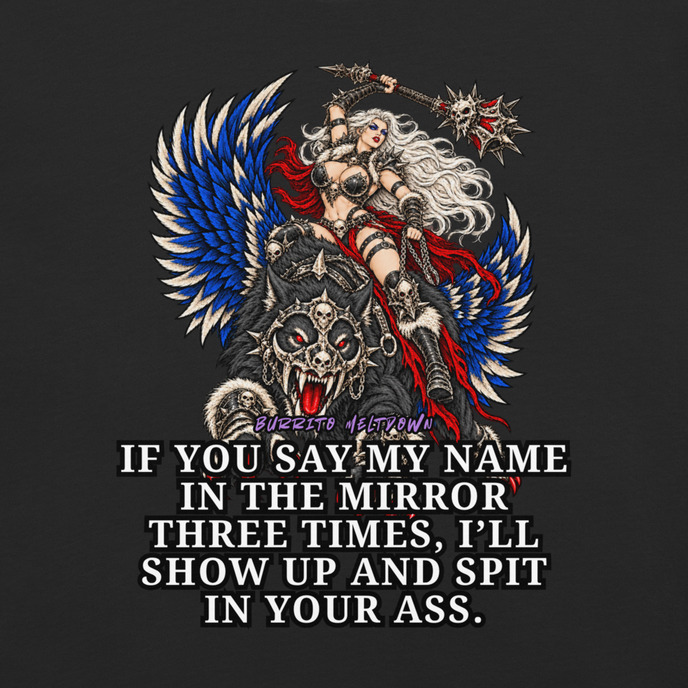 Say My Name Three Times – Skull Valkyrie Tee Mockup