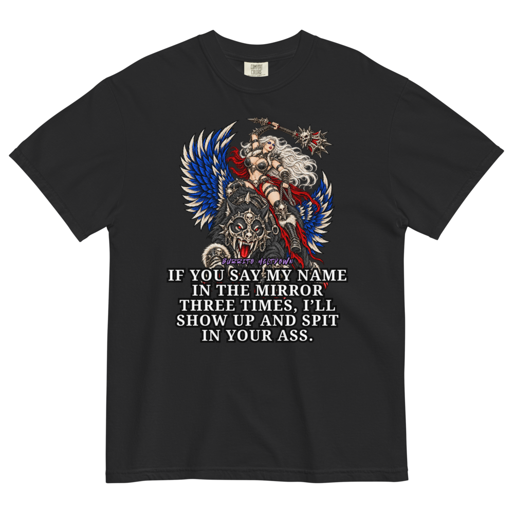 Say My Name Three Times – Skull Valkyrie Tee Mockup