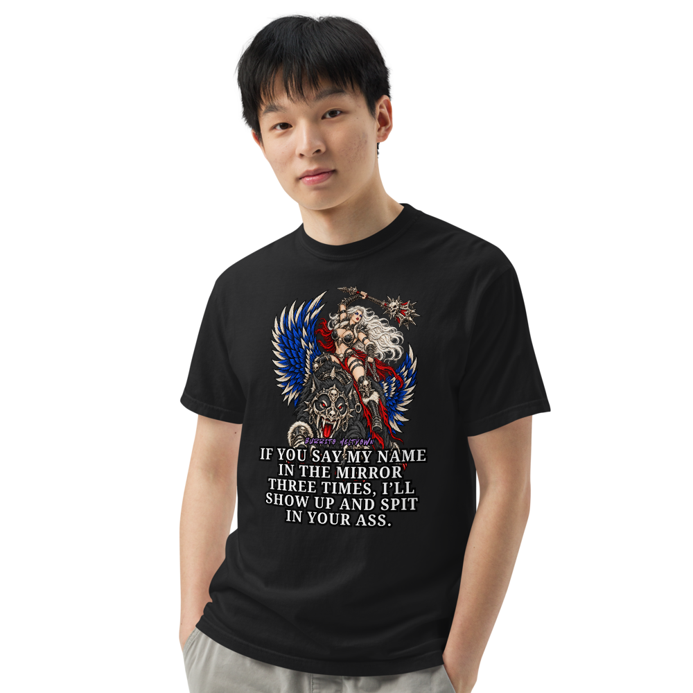 Say My Name Three Times – Skull Valkyrie Tee Mockup